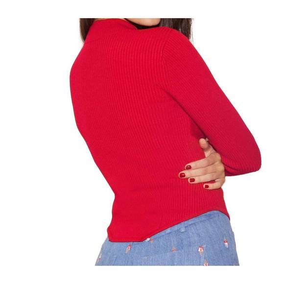 NEW FLEUR DU MAL d√©collet√© rib top in rouge - Picture 4 of 4